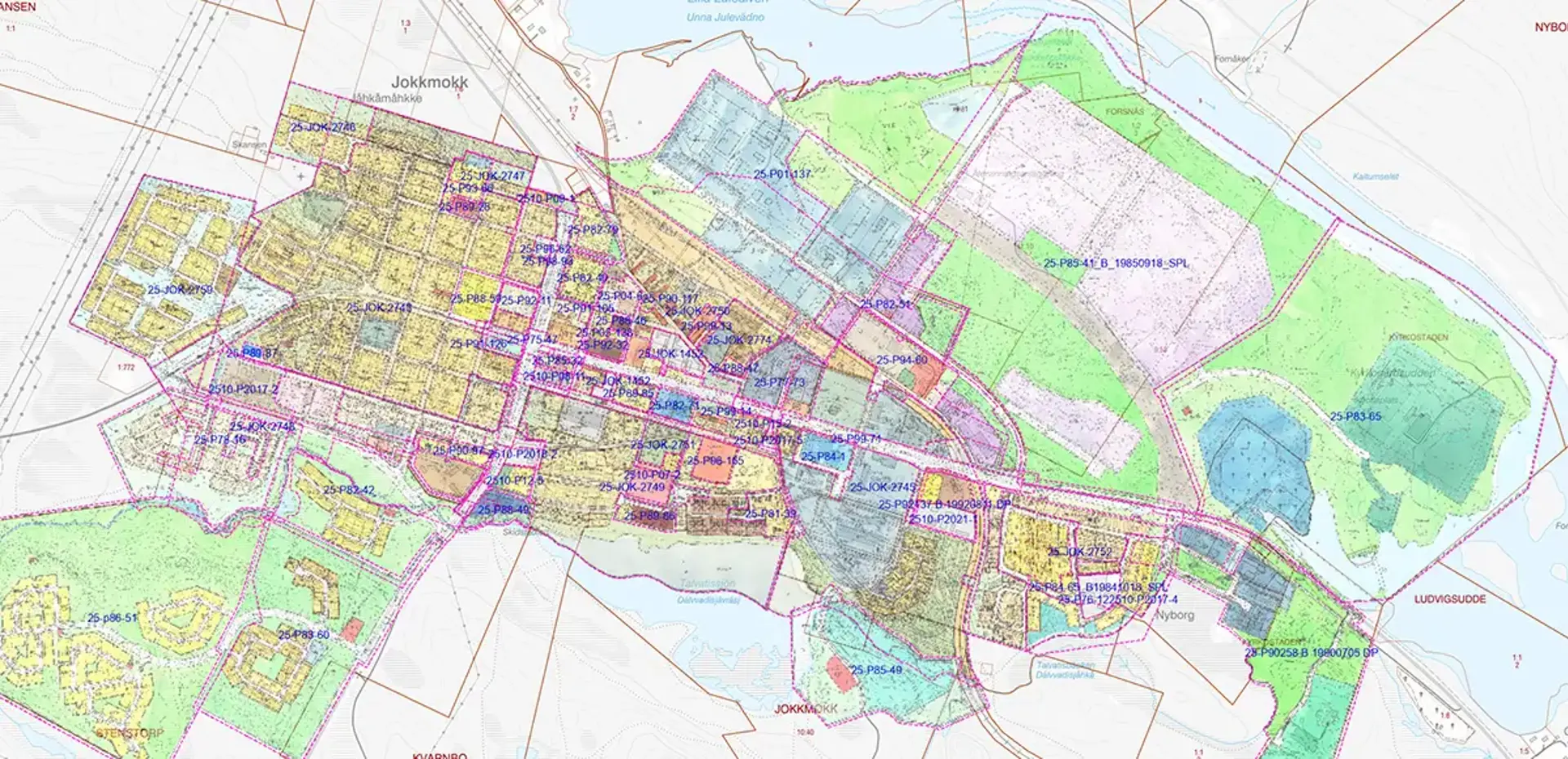 Skärmklipp av karttjänsten Gällande Detaljplaner. 