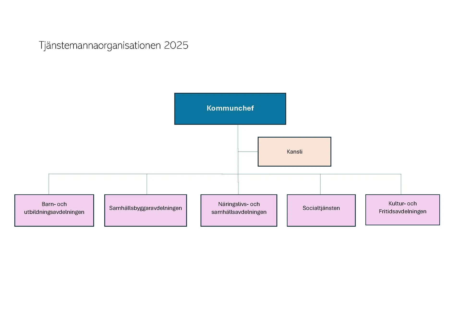 Visuell organisationskarta över tjänstemannaorganisationen 2025.